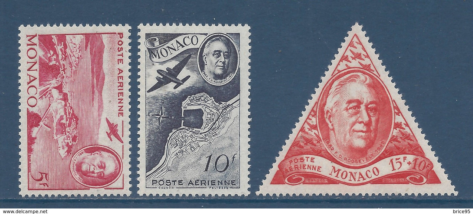 Monaco - Poste Aérienne - PA YT N° 19 à 21 * - Neuf Avec Charnière - 1946 - Poste Aérienne