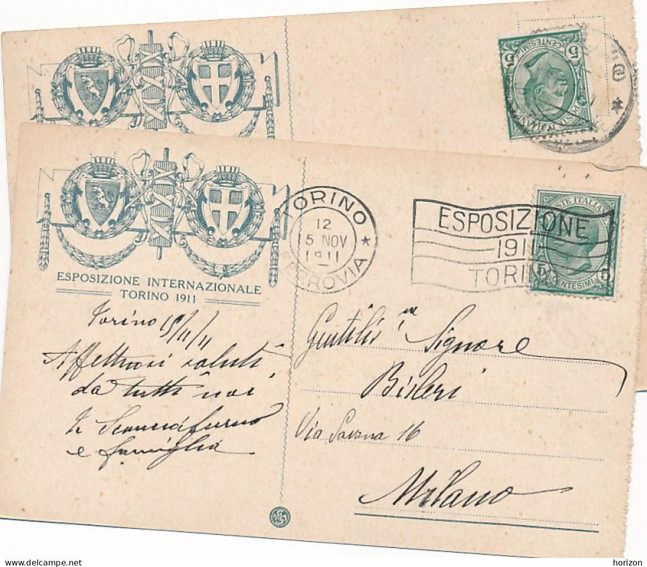 2f.569  TORINO - Esposizione 1911 - Lotto Di 2 Cartoline Viaggiate 1911 - Ausstellungen