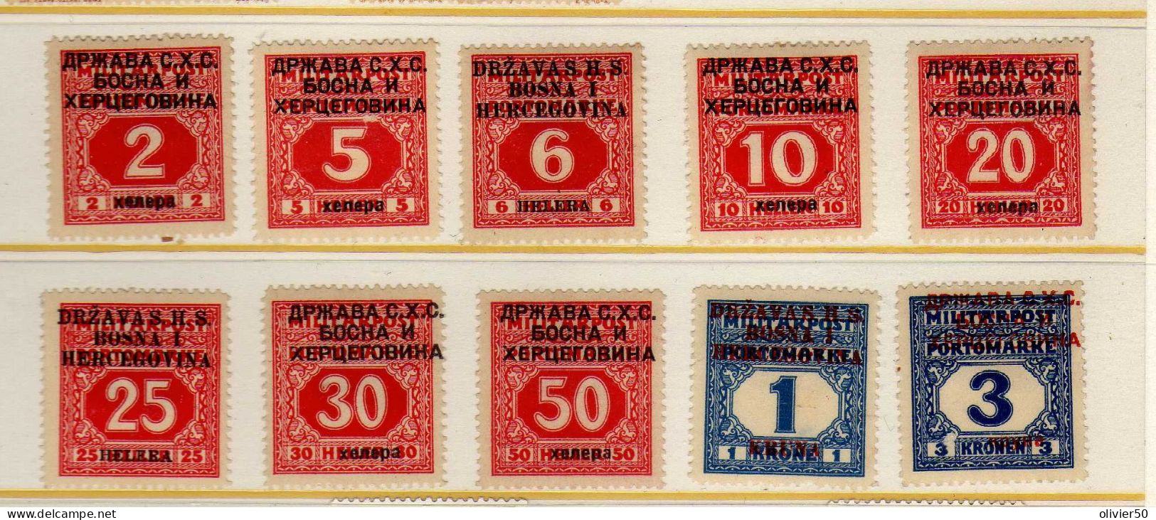Yougoslavie - 1919 - Timbres-Taxe De Bosnie-Herzegovine - Neufs* - MH - Timbres-taxe