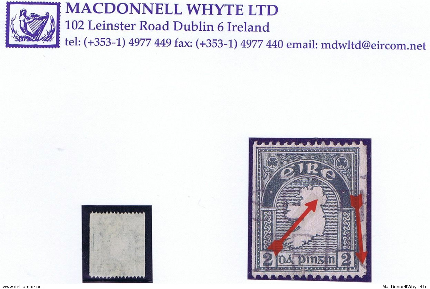 Ireland 1935 2d Rare Coil Perf 15 X Imperf, Showing Plate Guide Mark At Lower Right, Used, Small Fault - Used Stamps