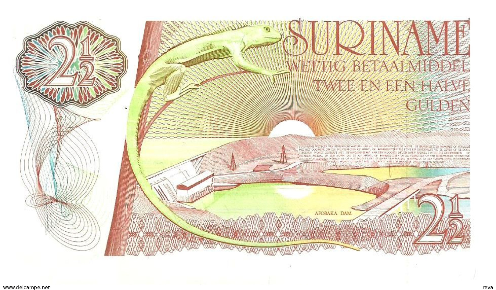 SURINAM 2.50 GULDEN ORANGE BIRD FRONT LANDSCAPE BACK DATED 01-11-1985) P119a UNC READ DESCRIPTION !! - Surinam