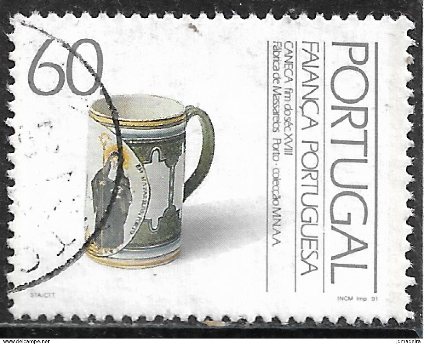 Portugal – 1991 Faience 60. Used Stamp - Gebraucht