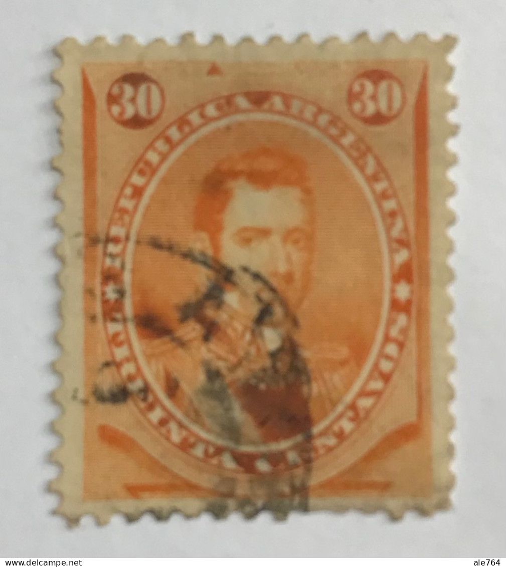Argentina 1873, Alvear 30 Cents. GJ 42, Scoot 24, Y 21, Used. - Gebraucht