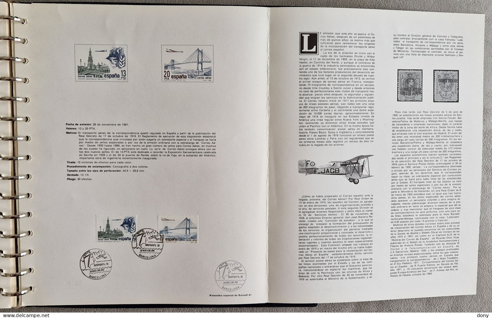 Colección lote documentos oficiales de sellos y exposiciones FNMT del Edifil n°1 al 20 España Correos