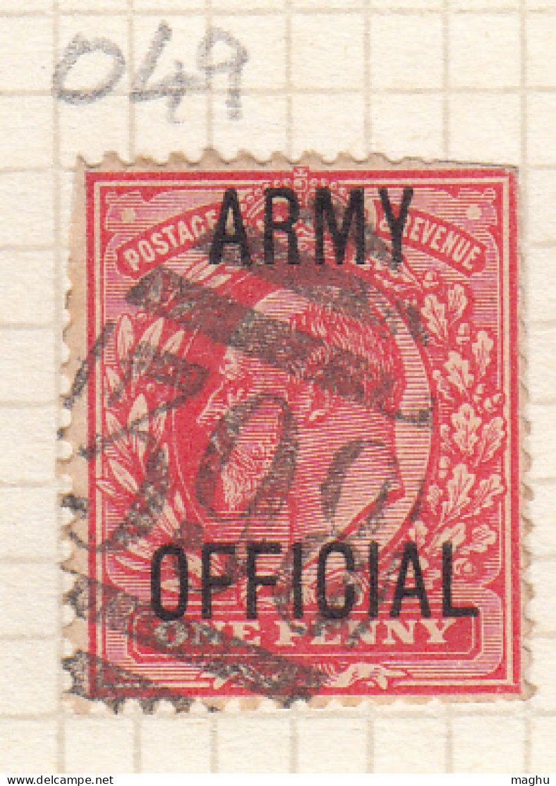 Clear Cancellation Postmark, Great Britian, 1d ARMY OFFICIAL, SGO74, Edward Used 1902 - Dienstmarken