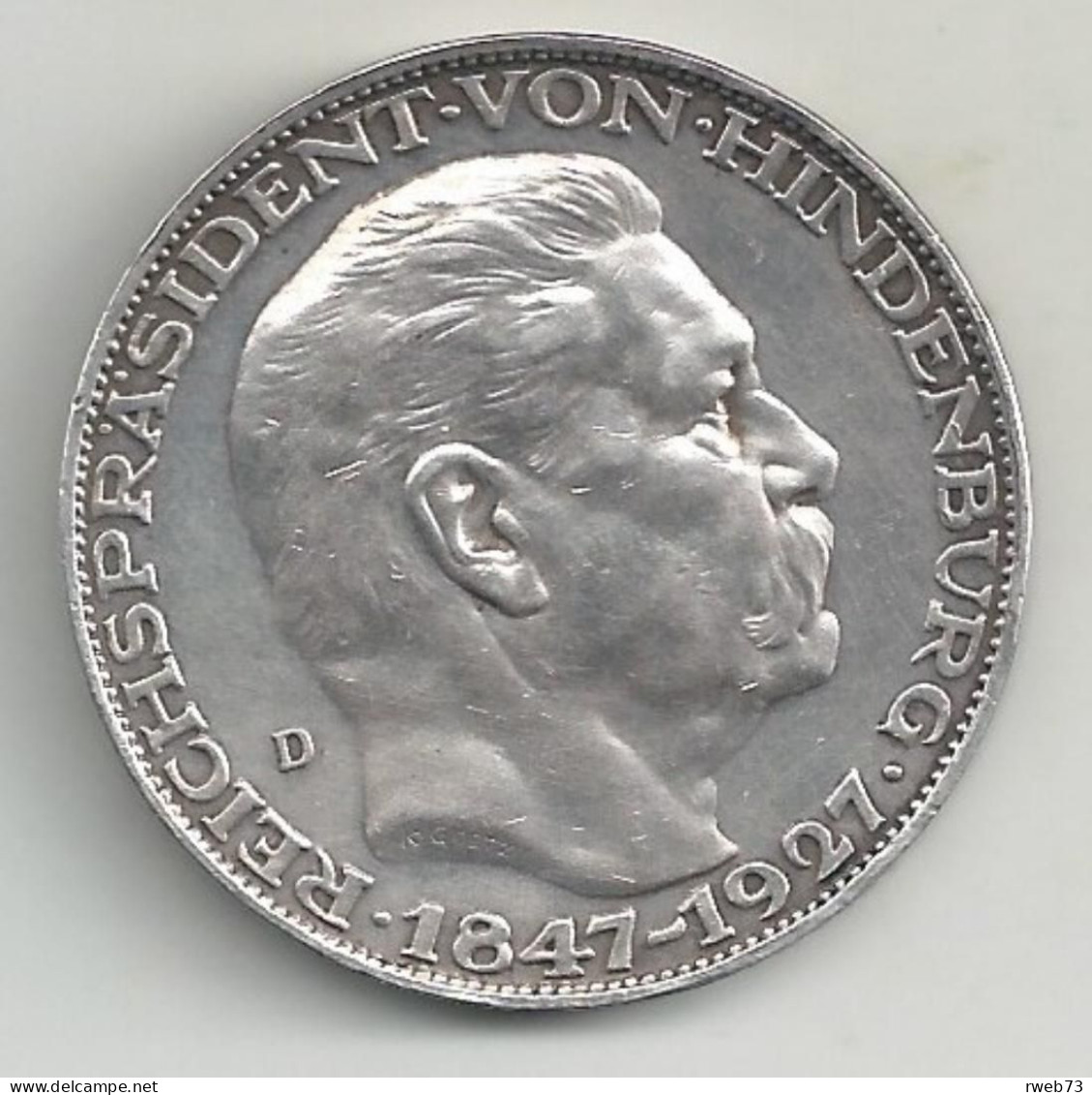 ALLEMAGNE - Médaille 80 Ans HINDENBURG - 1927- Argent - TTB/SUP - Médailles