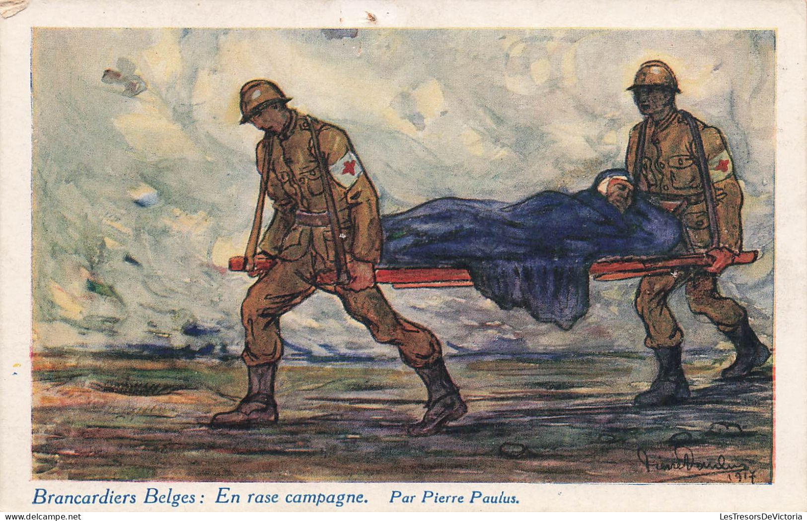 ILLUSTRATEURS - Signés - Brancardiers Belges - En Rase Campagne - Pierre Paulus - Colorisé - Carte Postale Ancienne - Other & Unclassified