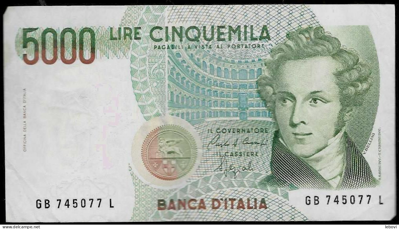 Italie 5000 Lires V. Bellini - 5000 Liras