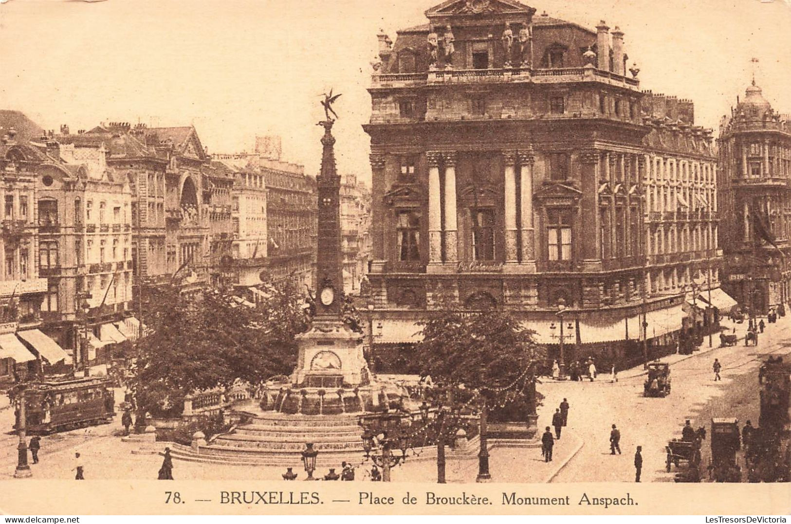 BELGIQUE - Bruxelles - Place De Brouckère - Monument Anspach - Carte Postale Ancienne - Plazas