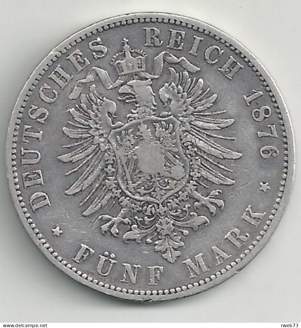 ALLEMAGNE - PRUSSE - 5 Marks - 1876 A - Argent - TB/TTB - 2, 3 & 5 Mark Plata