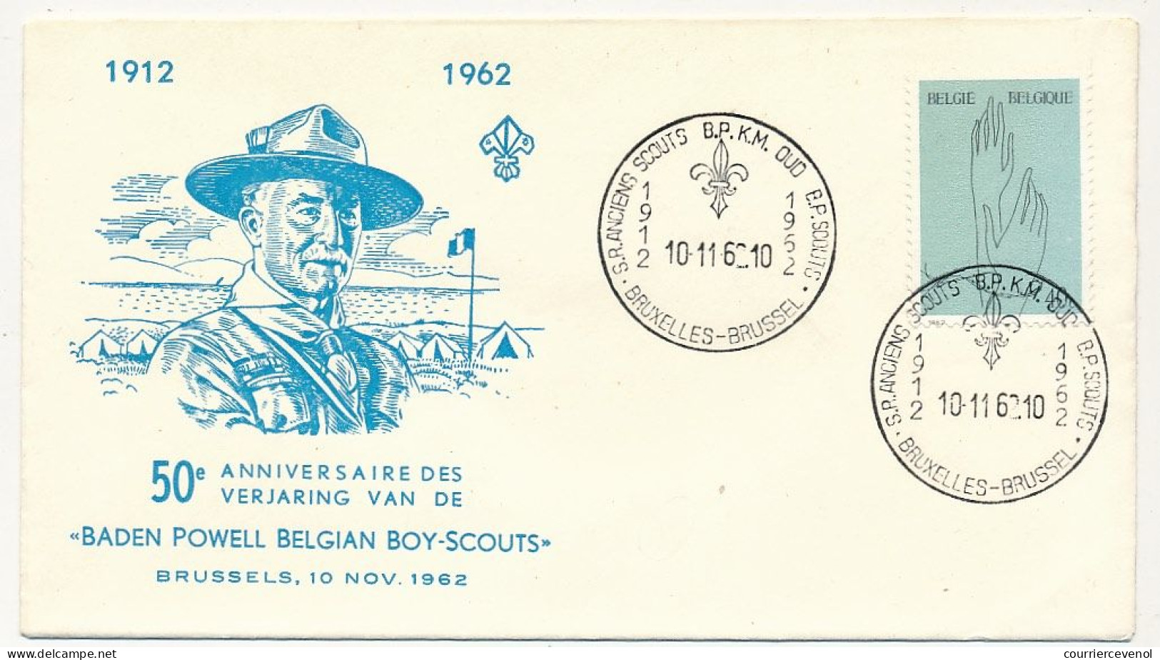 BELGIQUE - Env. FDC 50eme Anniversaire Baden Powell Belgian Boy-Scouts - 10/11/1962 - Cartas & Documentos