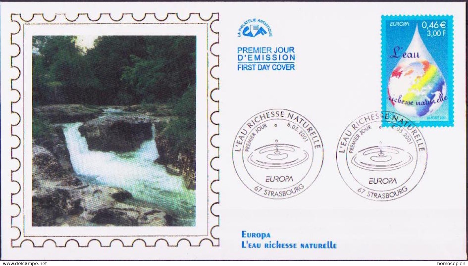 Europa CEPT 2001 France - Frankreich FDC2 Y&T N°3388 - Michel N°3528 - 0,46€ EUROPA - 2001