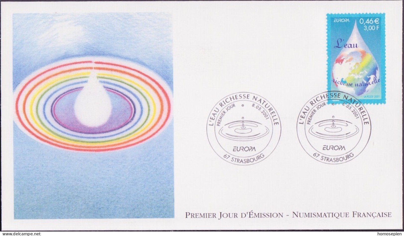 Europa CEPT 2001 France - Frankreich FDC3 Y&T N°3388 - Michel N°3528 - 0,46€ EUROPA - 2001