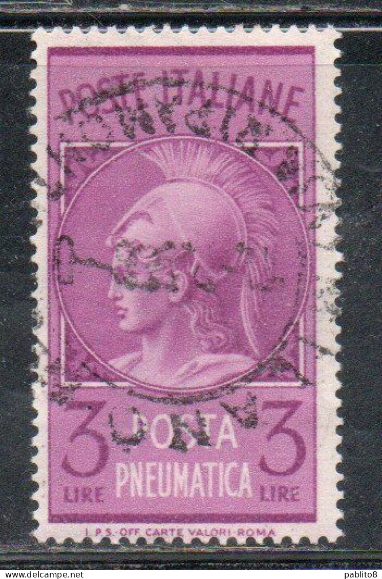 ITALIA REPUBBLICA ITALY REPUBLIC 1947 POSTA PNEUMATICA LIRE 3 USATO USED OBLITERE' - Eilpost/Rohrpost