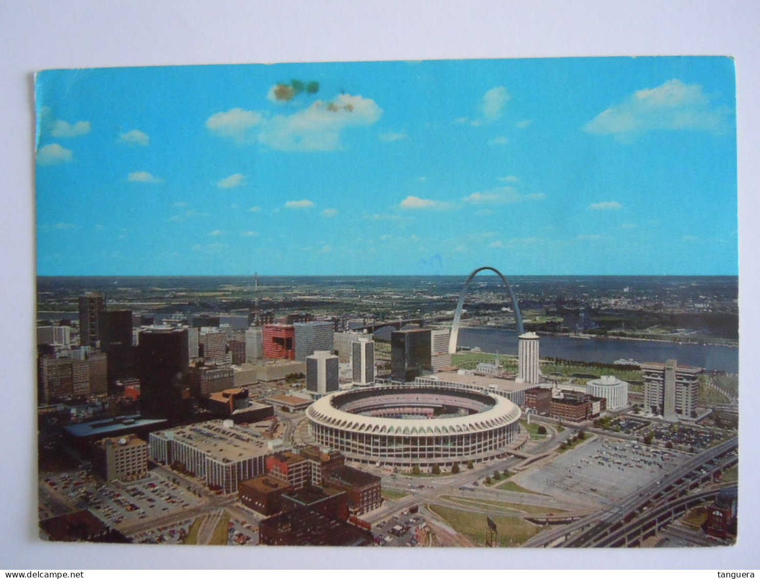 Cpsm USA St. Louis Missouri Air View Busch Stadium Old Cathedral And Gateway Arch Used 1988 - St Louis – Missouri