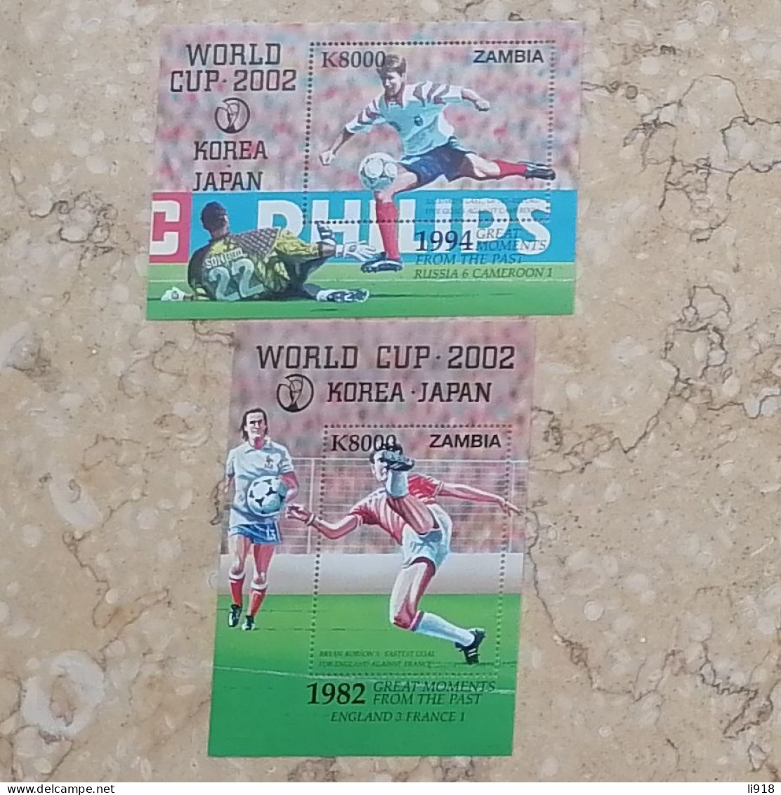Zambia 2002 World Cup Soccer Football 2 Sheets Complet Set MNH** - 2002 – Zuid-Korea / Japan