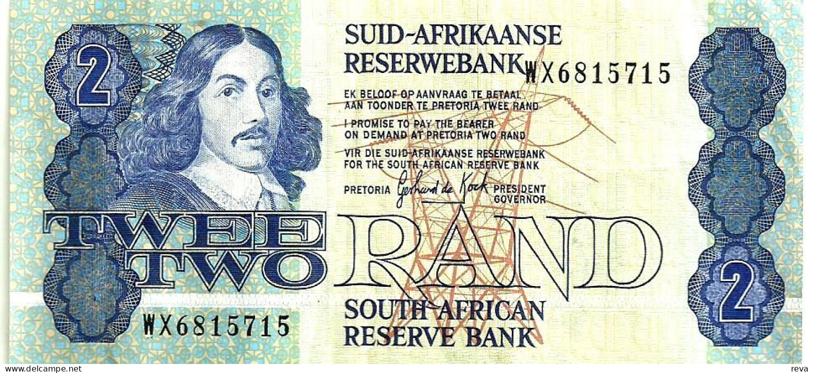 REPUBLIC OF SOUTH AFRICA 2 RAND BLUE MAN FRONT OIL REFINERY BACK ND(1983-90) SIGN.6 VF+ P118d READ DESCRIPTION !!! - Sudafrica