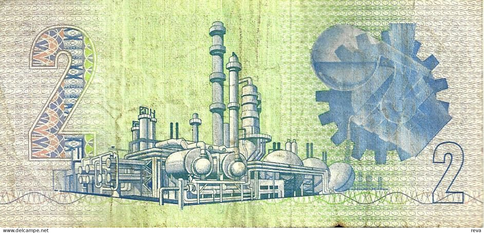 REPUBLIC OF SOUTH AFRICA 2 RAND BLUE MAN FRONT OIL REFINERY BACK ND(1983-90) SIGN.6 VF+ P118d READ DESCRIPTION !!! - Suráfrica