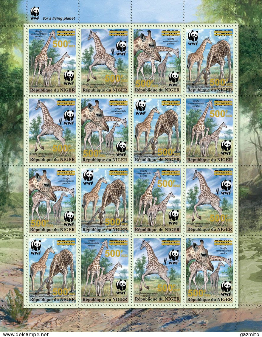 Niger 2022, Animals, WWF, Giraffa,16val In Block - Giraffes