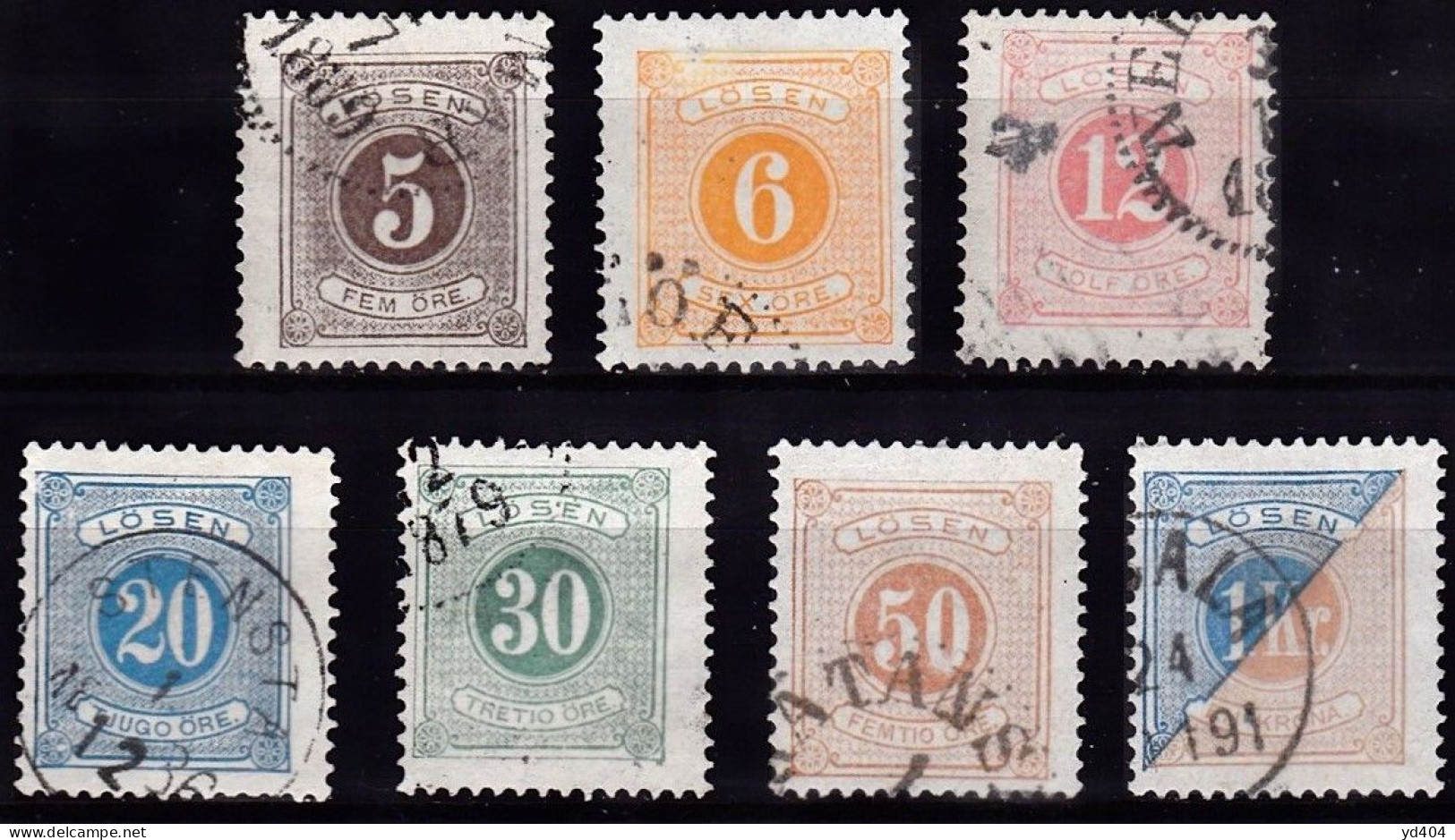 SE706B – SUEDE – SWEDEN – 1877-86 – NUMERAL VALUES FULL SET – SG # D27-37 USED 90 € - Taxe