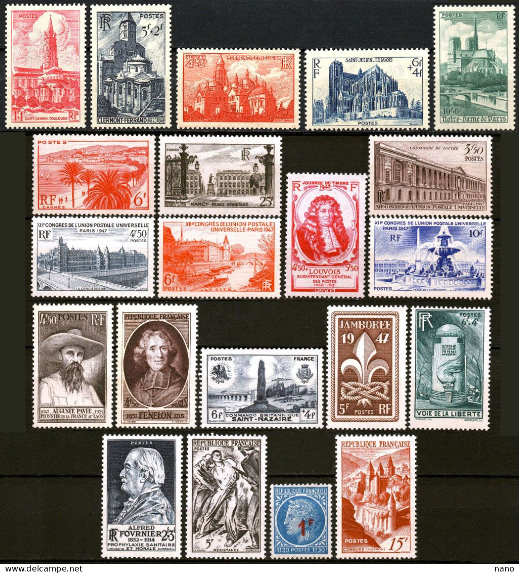 FRANCE - 1947 - Année Complète, 21 Timbres - Neuf */** - 1940-1949