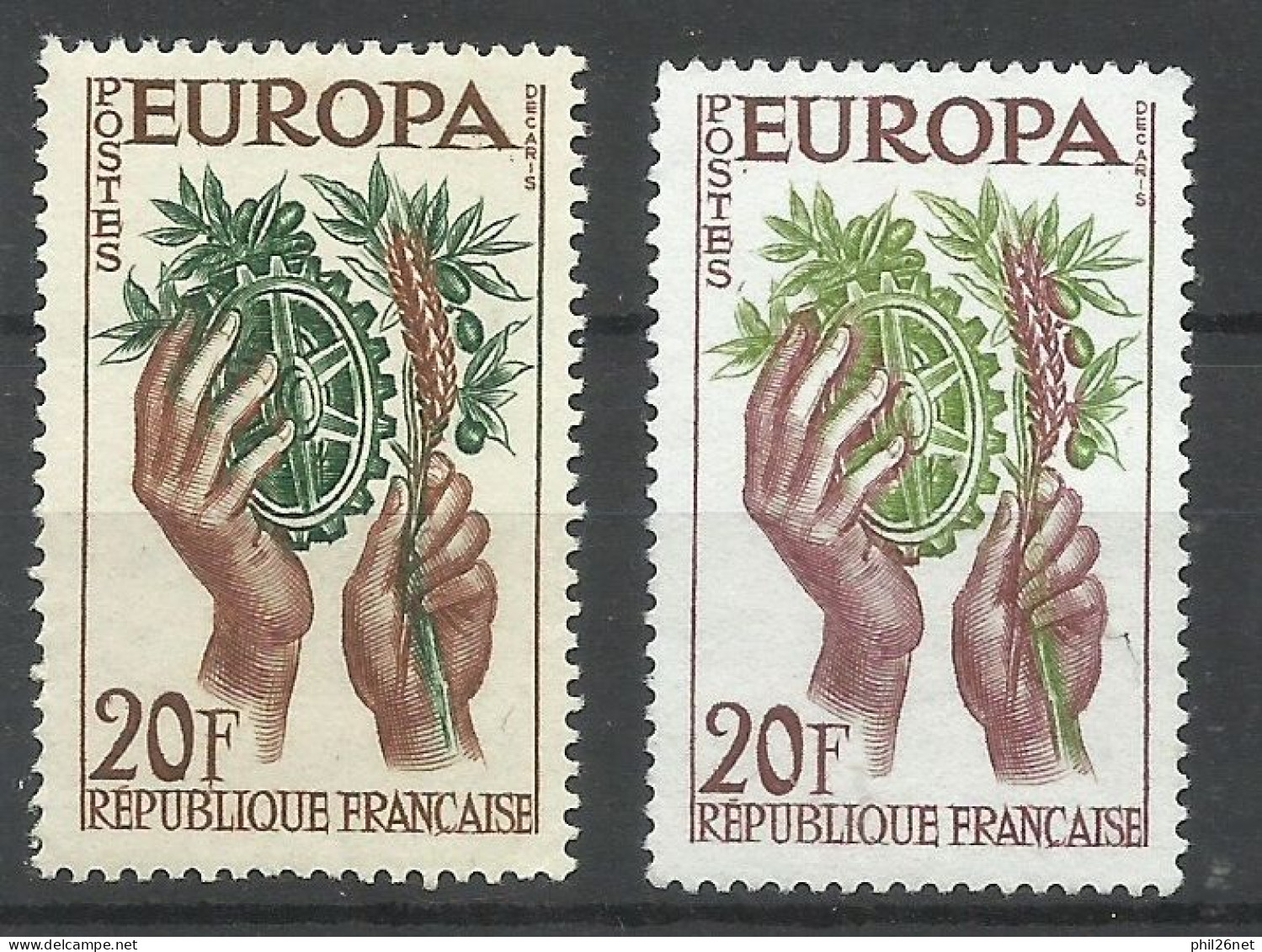 France N°1122 Europa 1957 Violet Et Olive   Neuf  ( * ) B/TB  Le Timbre Type Sur Les Scans Pour Comparer Soldé ! ! ! - 1957