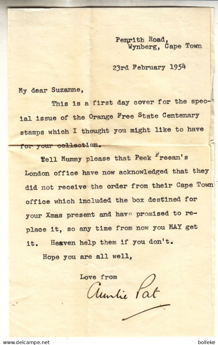 Afrique Du Sud - Lettre De 1954 - Oblit Kaapstad - Exp Vers Surrey - Drapeaux - Plume - - Nueva República (1886-1887)