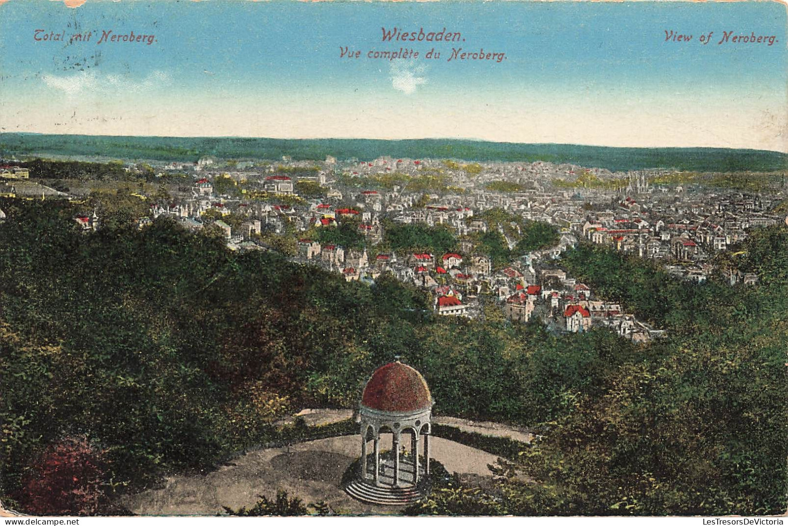 ALLEMAGNE - Wiesbaden - Vue Complete Du Neroberg - Colorisé -  Carte Postale Ancienne - Wiesbaden