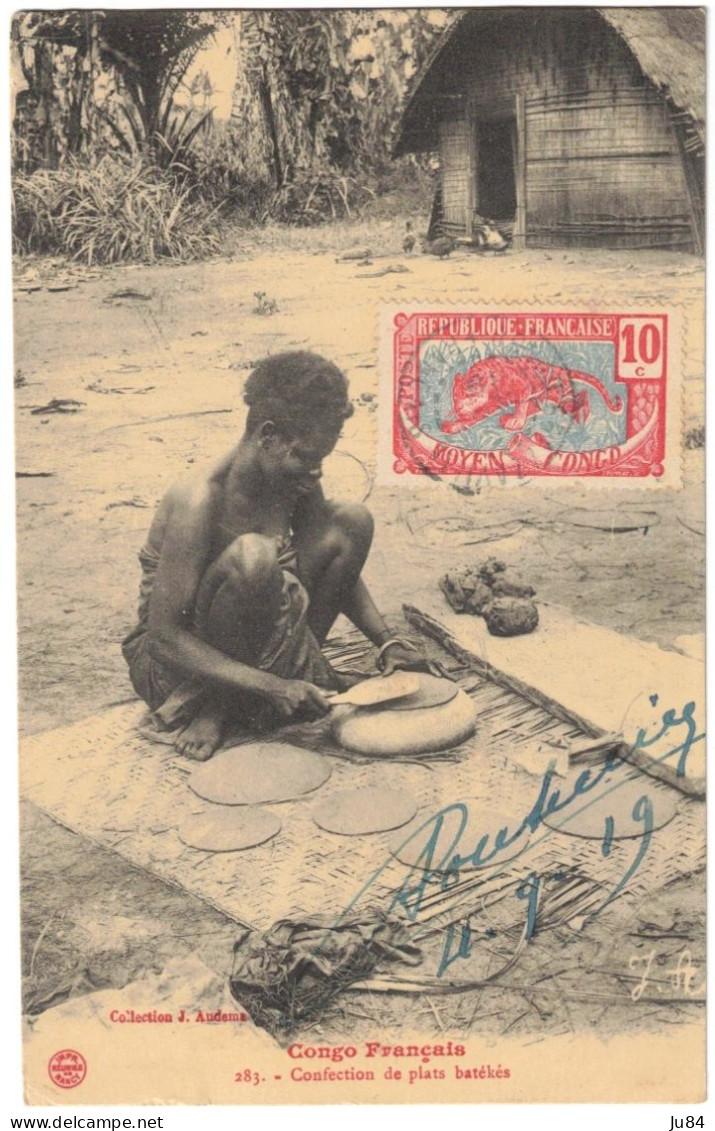 Congo Français - Brazzaville - Confection De Plats Batékés - 10c Moyen Congo RF - Carte Postale Pour Mazières (France) - Cartas & Documentos