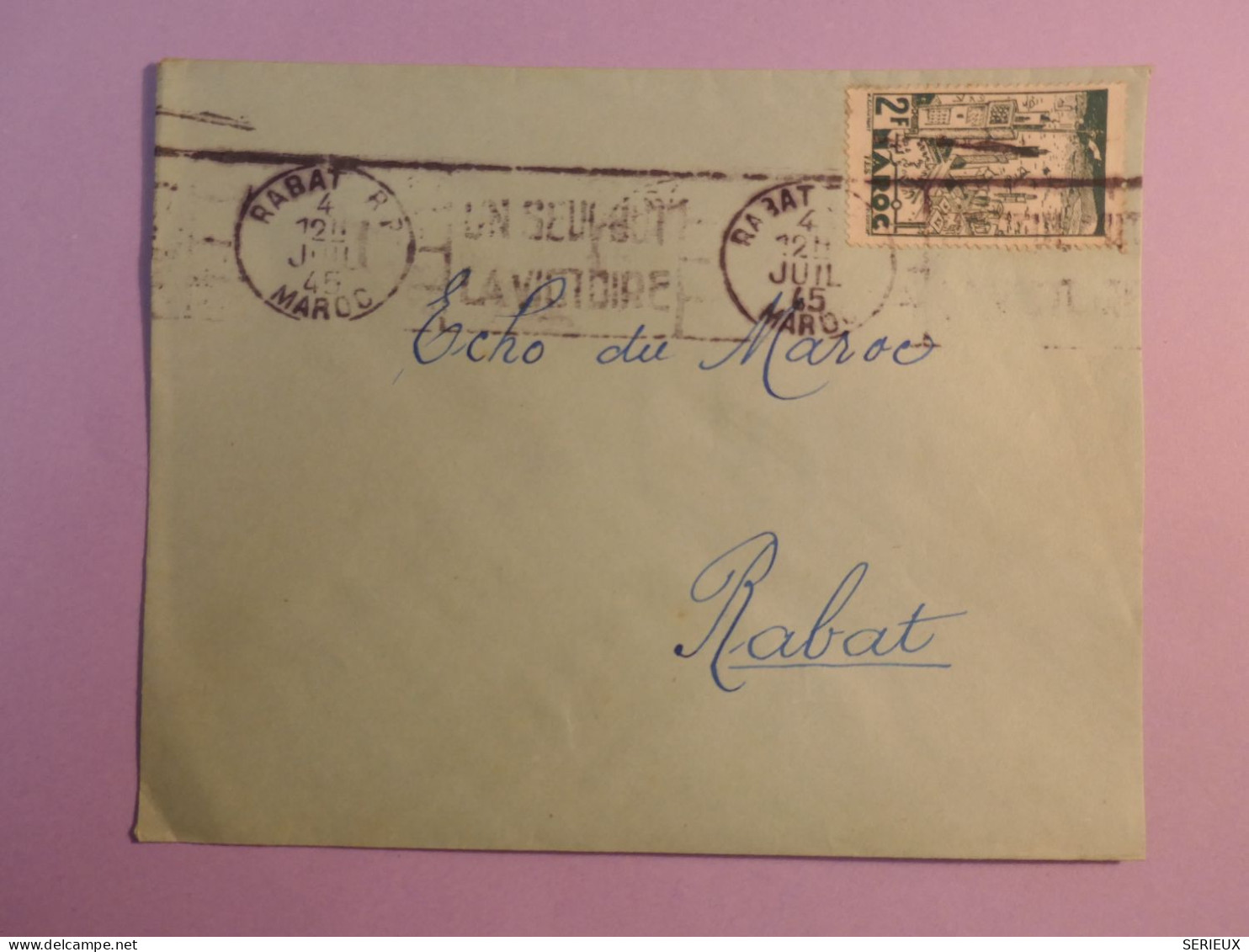 DE6 MAROC   BELLE LETTRE   1945  RABAT+  +AFFR. INTERESSANT+++ - Cartas & Documentos