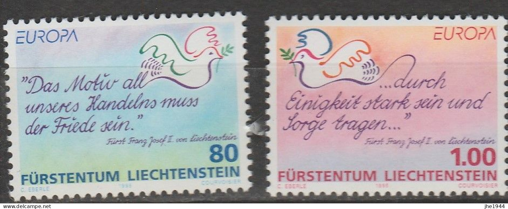 Liechtenstein Europa 1995 N° 1044 Et 1045 ** Paix Et Liberté - 1995