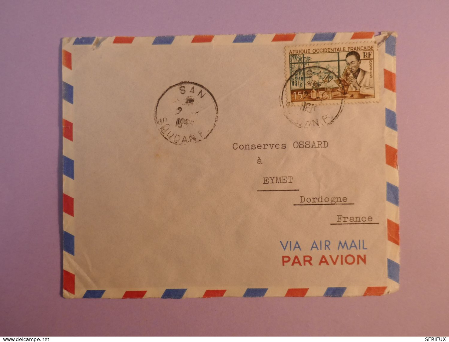 DE6 AOF BELLE LETTRE   1942 PETIT BUREAU SAN A EYMET  FRANCE +  +AFFR. INTERESSANT+++ - Covers & Documents