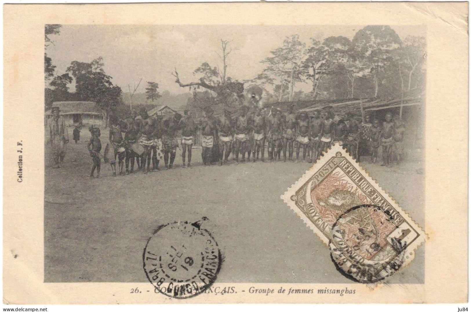 Congo Français - Brazzaville-Plaines - Groupe De Femmes Missangbas - 1c Moyen Congo RF - Carte Pour La France - 1919 - Cartas & Documentos