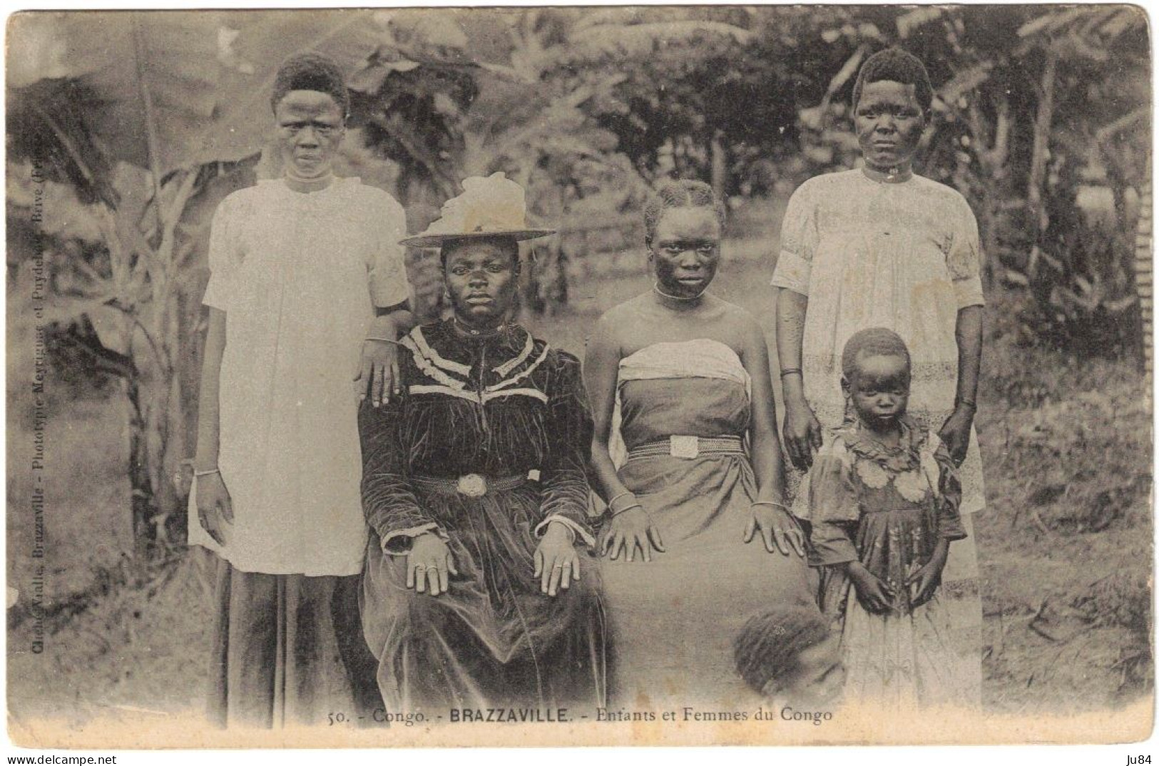 Congo Français - Brazzaville - Enfants Et Femmes Du Congo - Cachet Paquebot Ligne N°1 - Carte Pour La France - 1905 - Cartas & Documentos