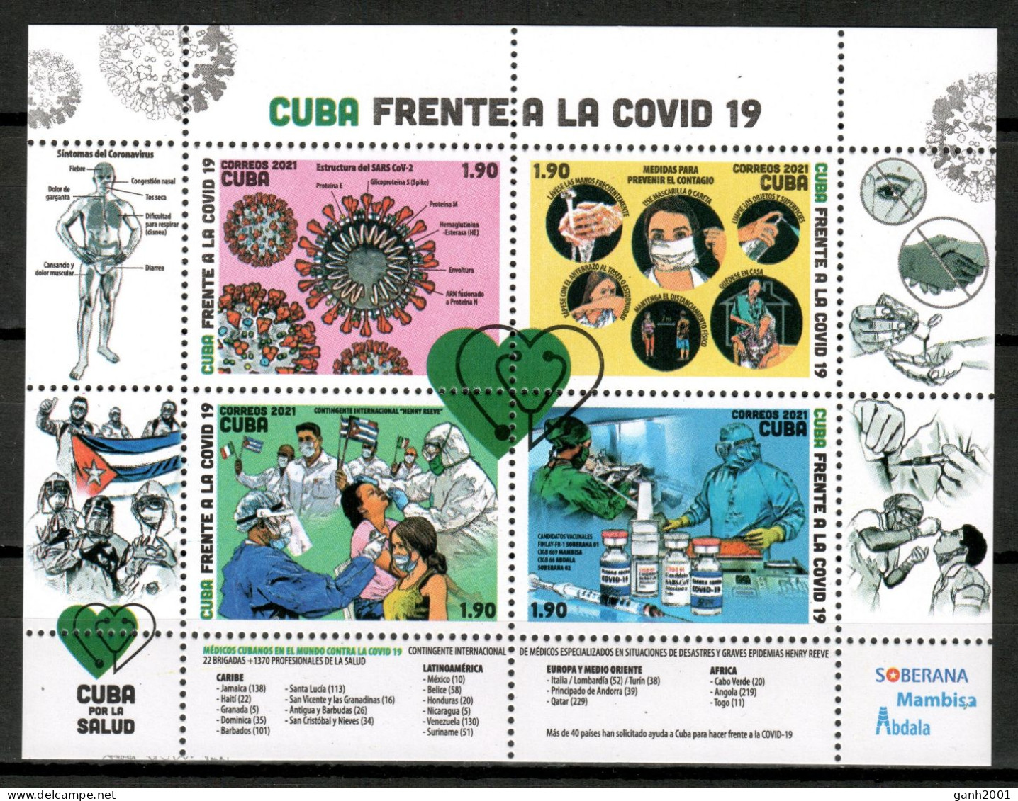 Cuba 2021 / Covid 2019 Pandemic Vaccination MNH Medicina Pandemia COVID Vacunación / Ic69  C3-28 - Maladies