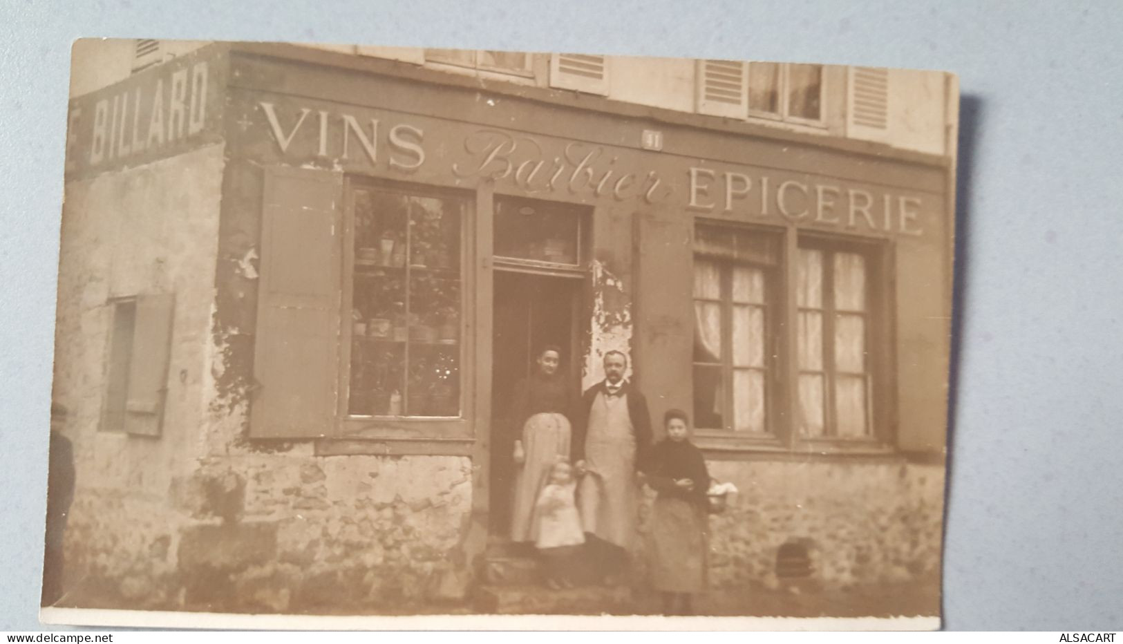 Carte Photo ,café  Vins épicier , BARBIER , Numero De Rue 41 - Mercanti