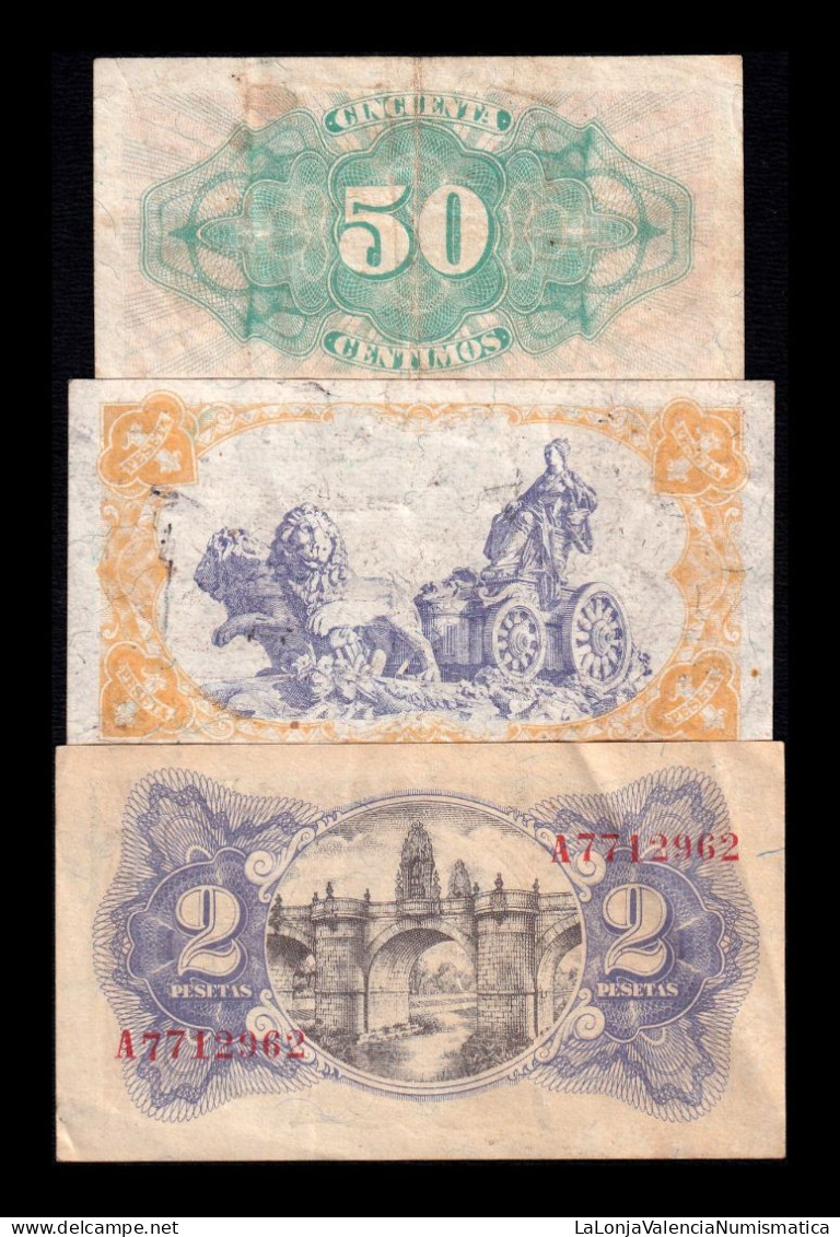 España Spain Set 50 Céntimos 1 2 Pesetas 1937 1938 Pick 93 94 95 Mbc+/Sc- Vf+/aUnc - [ 5] Department Of Finance Issues
