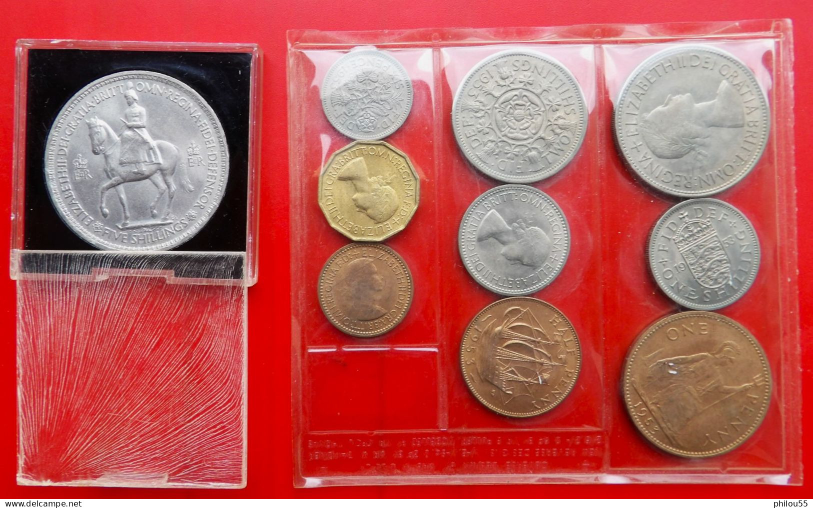 Lot De 10 Pieces Anglaise Commemoratives 1953 Couronnement De La Reine Elizabeth - Maundy Sets & Gedenkmünzen