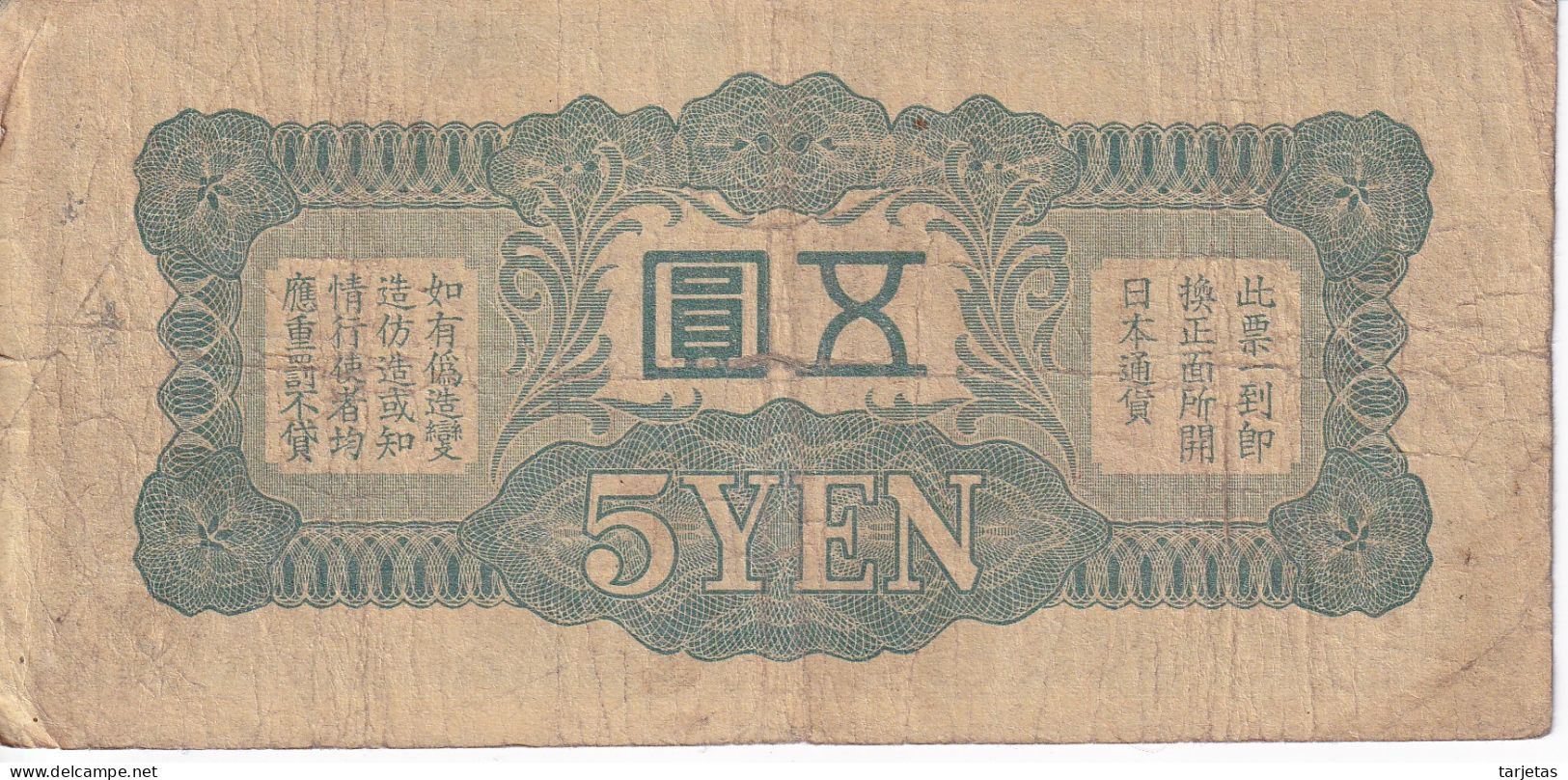 BILLETE DE JAPON DE 5 YEN DEL AÑO 1940  (BANKNOTE) - Giappone