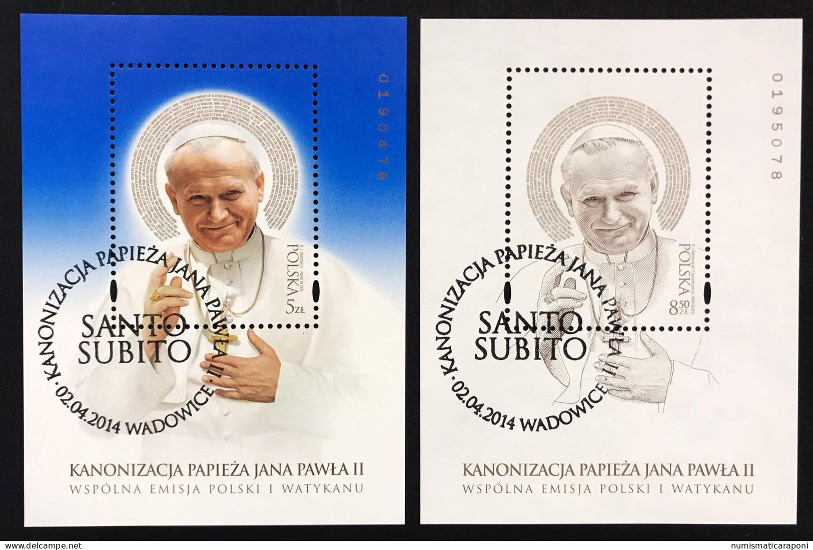 POLONIA POLSKA 2014 FOGLIETTO Canonizzazione G.P. II°  EMISSIONE CONGIUNTA VATICANO Usati COD F.002 - Used Stamps