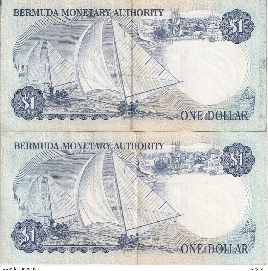 PAREJA CORRELATIVA DE BERMUDA DE 1 DOLLAR DEL AÑO 1984 (BANKNOTE) - Bermudas