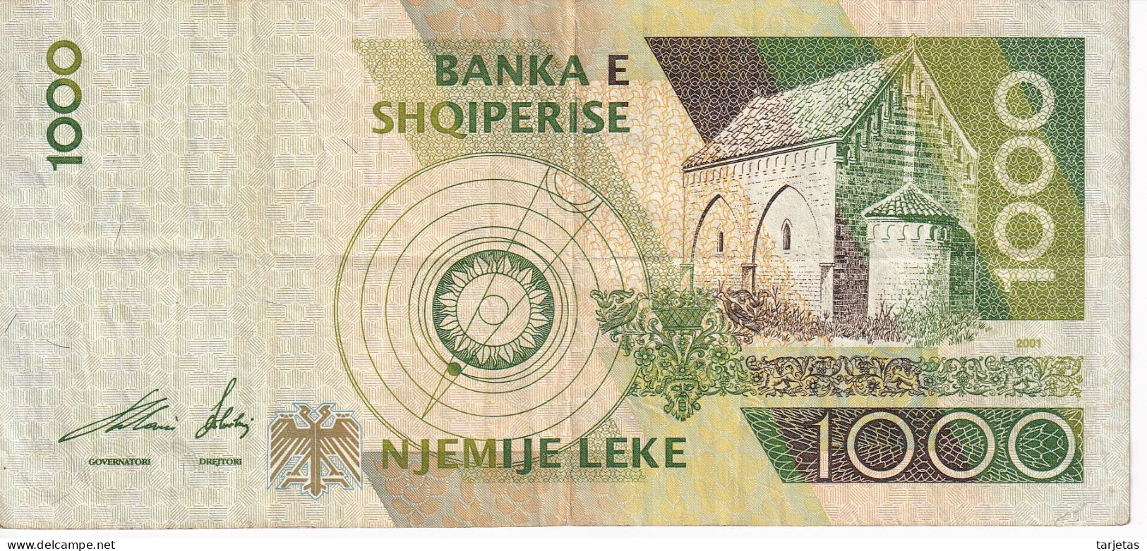 BILLETE DE ALBANIA DE 1000 LEKE DEL AÑO 2001  (BANKNOTE) - Albanië