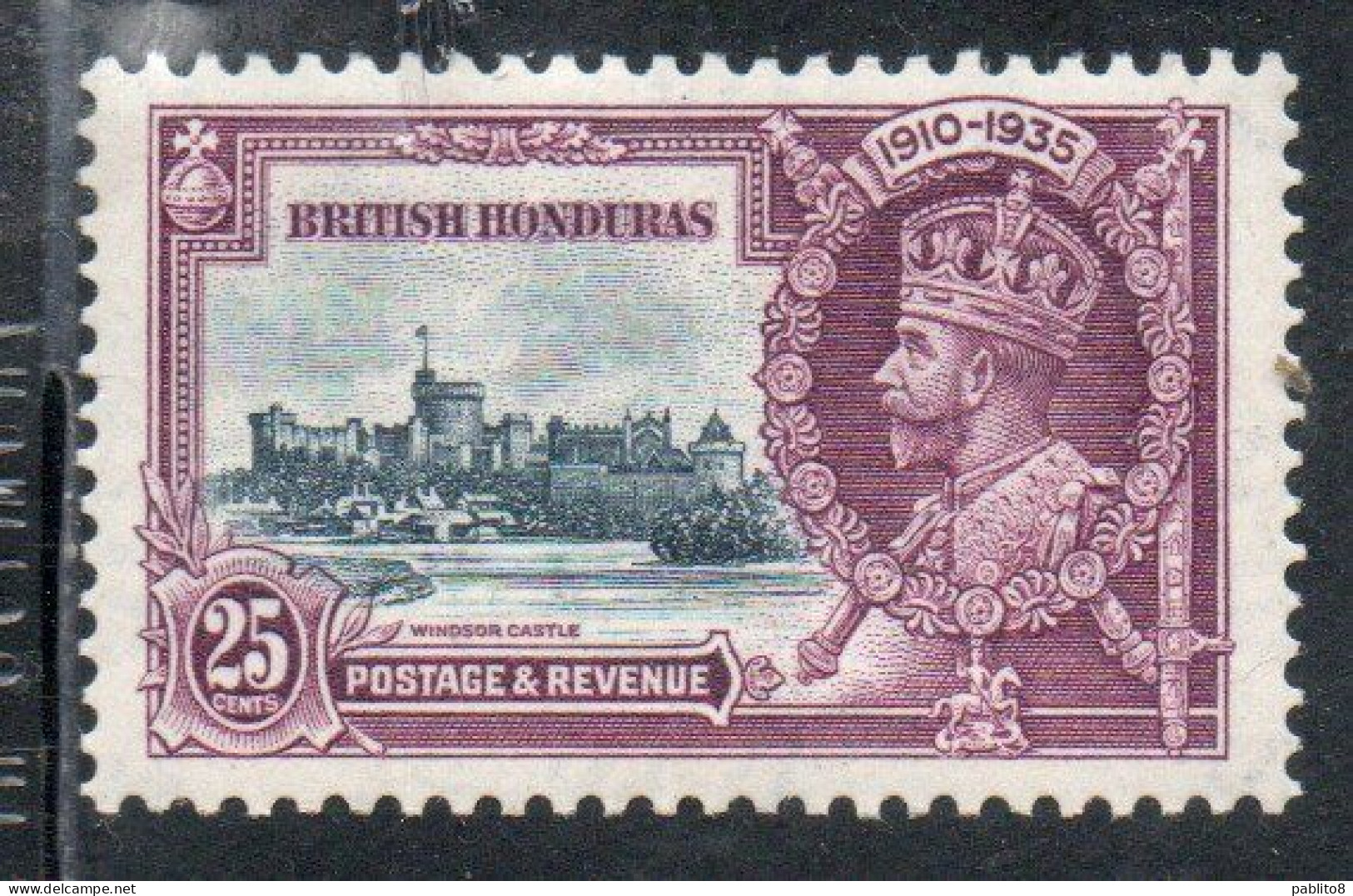 BRITISH HONDURAS BRITANNICO 1935 KING GEORGE V SILVER JUBILEE ISSUE CENT. 25c MNH - Honduras Británica (...-1970)