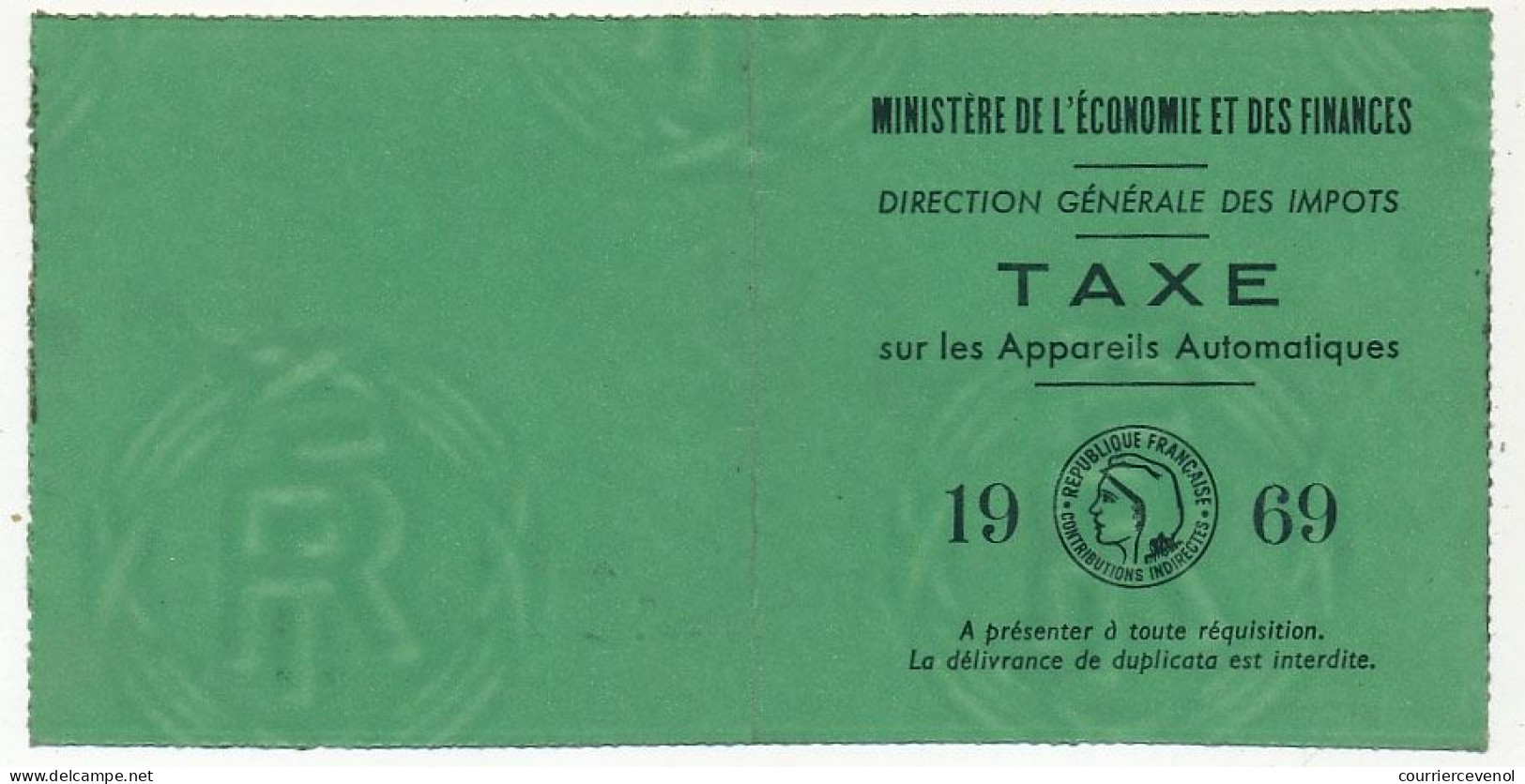 Taxe Sur Les Appareils Automatiques, Année 1969 - (Billard Electrique) - Marseille - Other & Unclassified