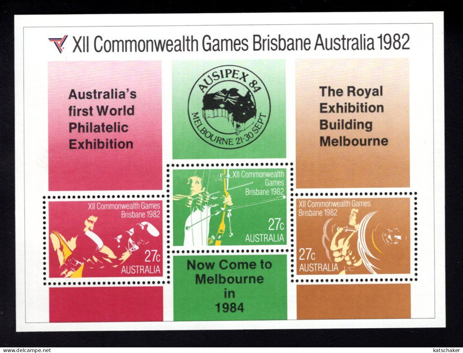 462235500  1982  (XX) SCOTT 844A POSTFRIS MINT NEVER HINGED  - OVPTD " NOW COME TO MELBOURNE IN 1984 " - Blocks & Sheetlets