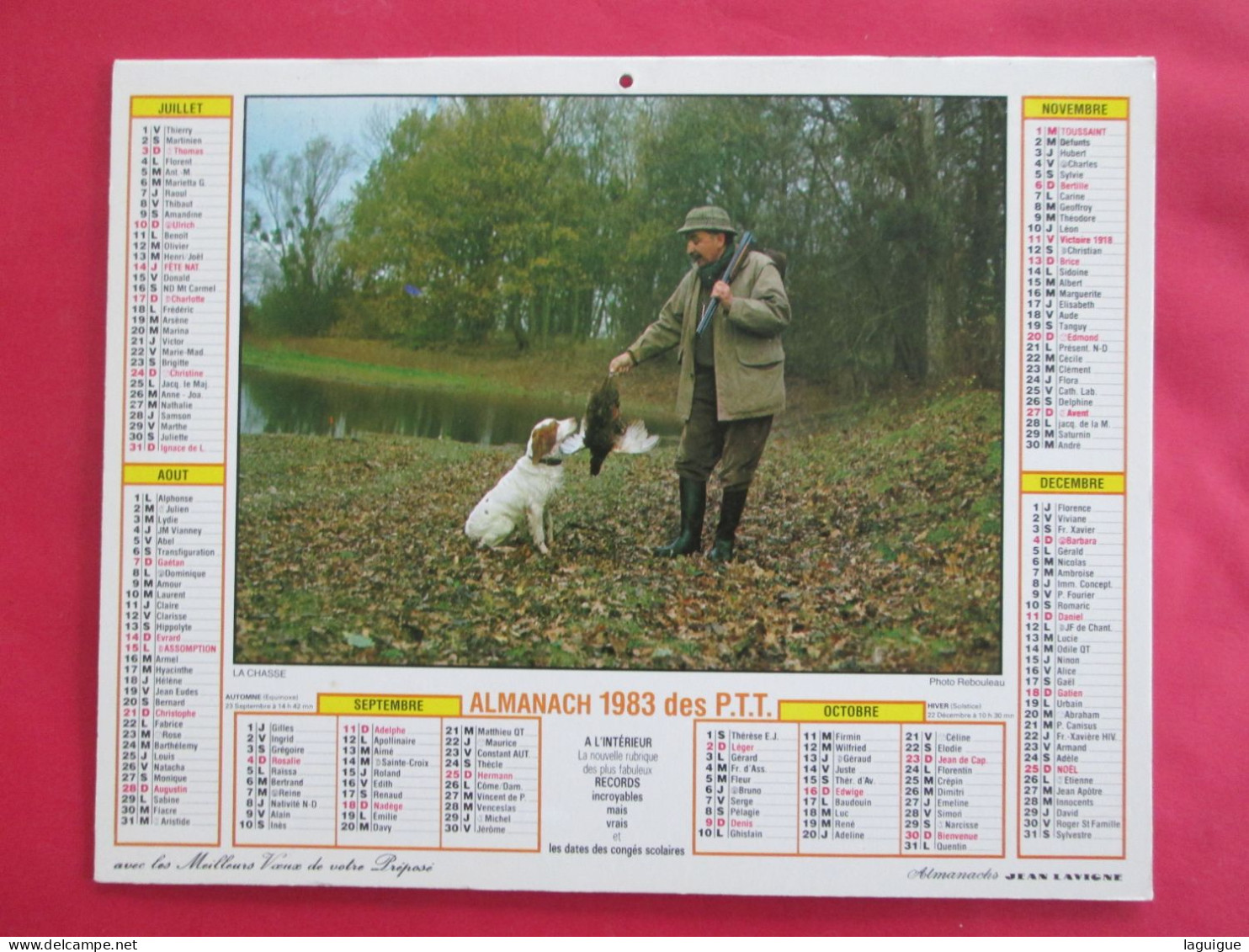 LOT 11 CALENDRIERS ALMANACHS  De 1983 à 2007 LAVIGNE OBERTHUR Sur La  CHASSE Et La  PÊCHE - Groot Formaat: 1981-90