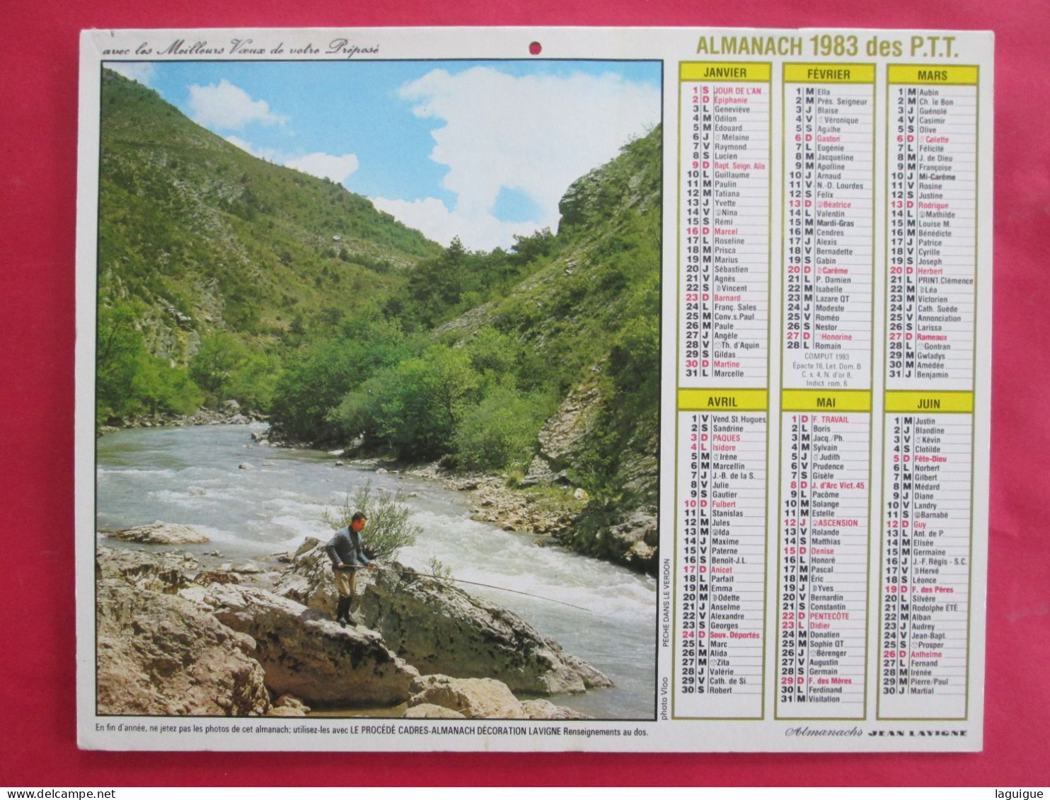 LOT 11 CALENDRIERS ALMANACHS  De 1983 à 2007 LAVIGNE OBERTHUR Sur La  CHASSE Et La  PÊCHE - Tamaño Grande : 1981-90