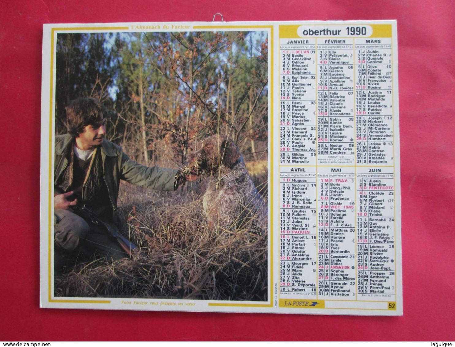 LOT 11 CALENDRIERS ALMANACHS  de 1983 à 2007 LAVIGNE OBERTHUR sur la  CHASSE et la  PÊCHE