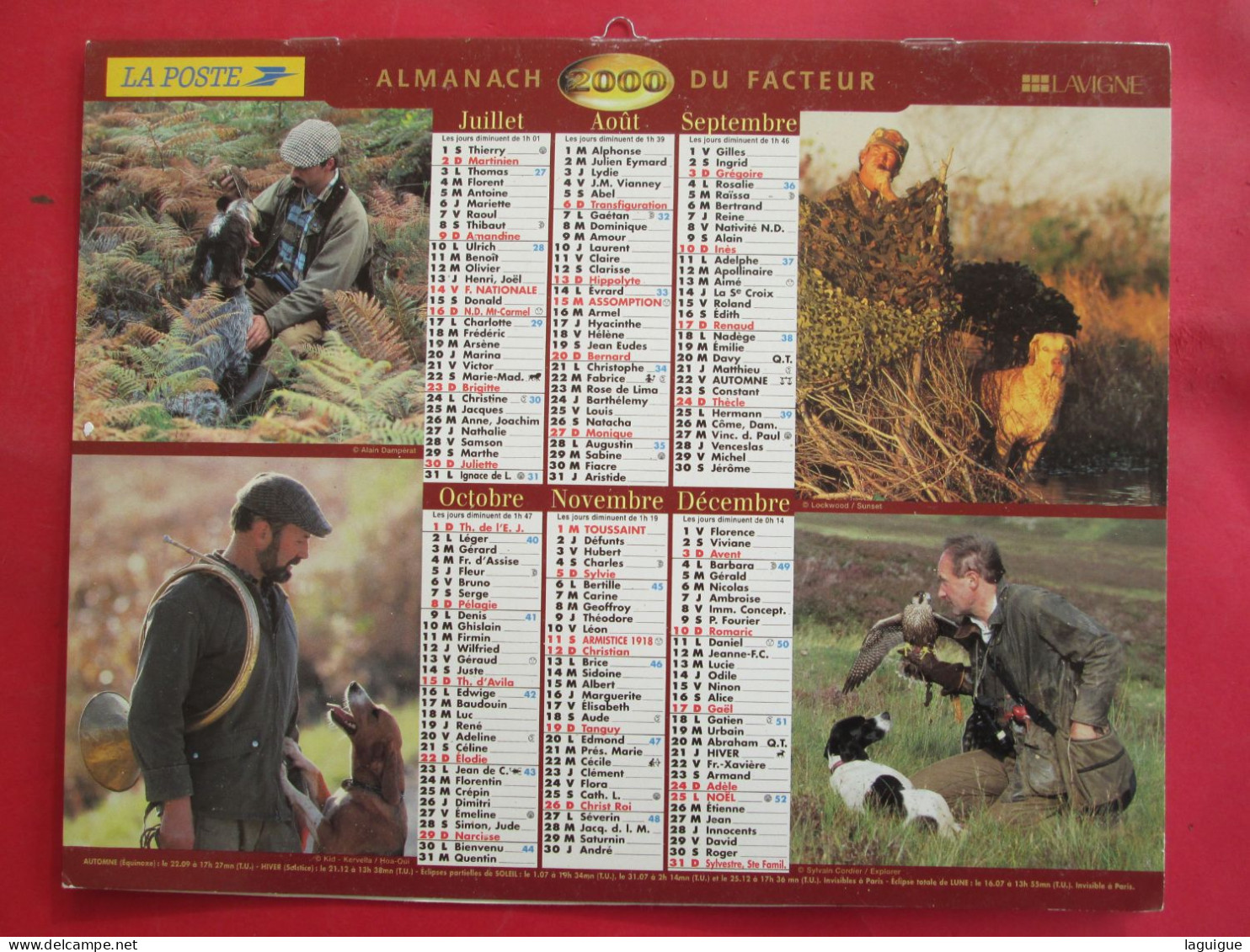 LOT 11 CALENDRIERS ALMANACHS  de 1983 à 2007 LAVIGNE OBERTHUR sur la  CHASSE et la  PÊCHE