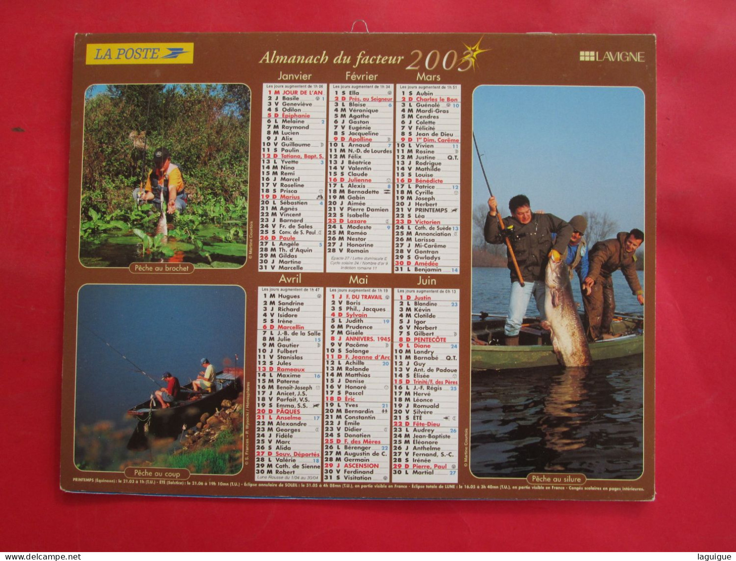 LOT 11 CALENDRIERS ALMANACHS  de 1983 à 2007 LAVIGNE OBERTHUR sur la  CHASSE et la  PÊCHE